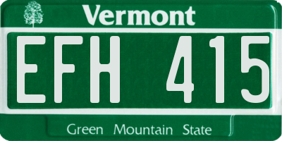 VT license plate EFH415