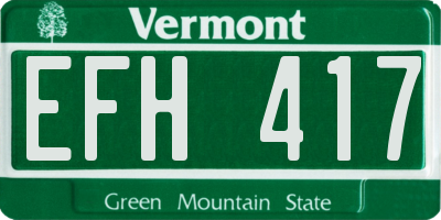 VT license plate EFH417