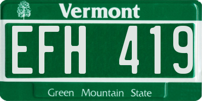 VT license plate EFH419