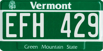 VT license plate EFH429
