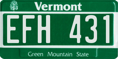 VT license plate EFH431