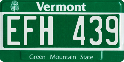 VT license plate EFH439