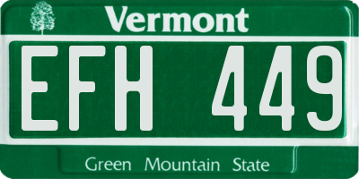 VT license plate EFH449