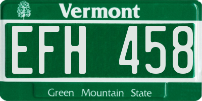 VT license plate EFH458