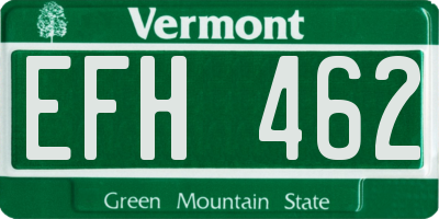 VT license plate EFH462