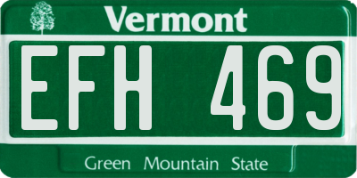 VT license plate EFH469