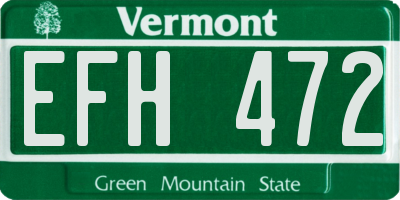 VT license plate EFH472