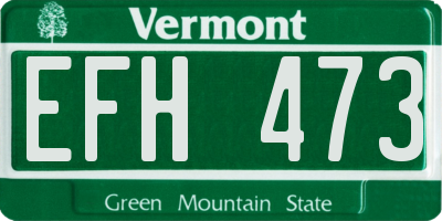 VT license plate EFH473