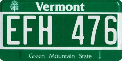 VT license plate EFH476
