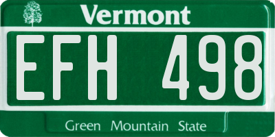 VT license plate EFH498