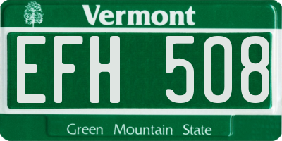 VT license plate EFH508