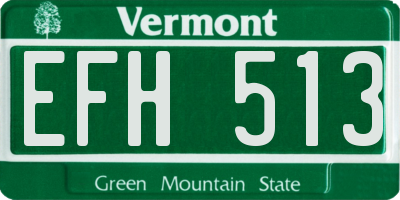 VT license plate EFH513