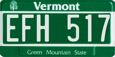 VT license plate EFH517