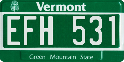 VT license plate EFH531