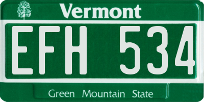 VT license plate EFH534