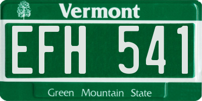 VT license plate EFH541