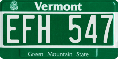 VT license plate EFH547