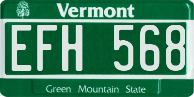 VT license plate EFH568