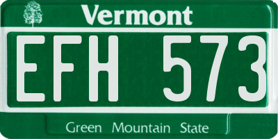 VT license plate EFH573