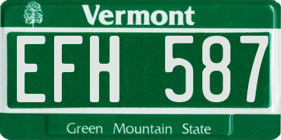 VT license plate EFH587