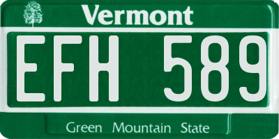 VT license plate EFH589