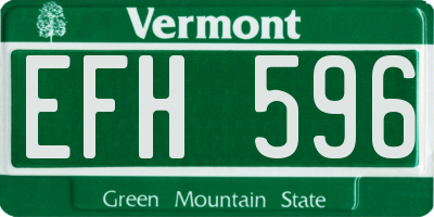 VT license plate EFH596