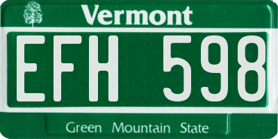 VT license plate EFH598