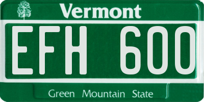 VT license plate EFH600