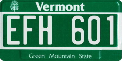 VT license plate EFH601