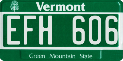 VT license plate EFH606