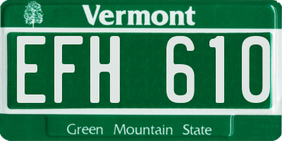 VT license plate EFH610