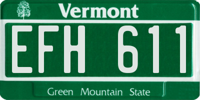 VT license plate EFH611