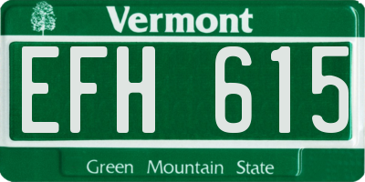 VT license plate EFH615