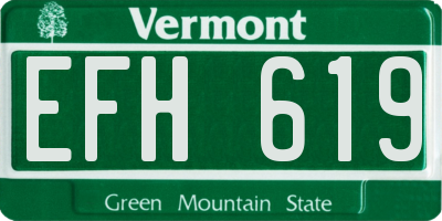 VT license plate EFH619