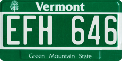 VT license plate EFH646