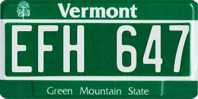 VT license plate EFH647