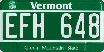 VT license plate EFH648