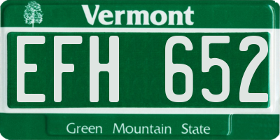 VT license plate EFH652