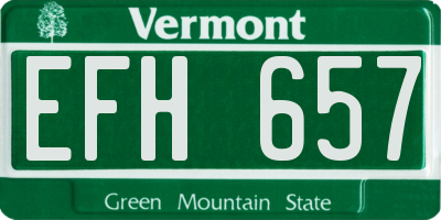 VT license plate EFH657