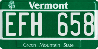 VT license plate EFH658