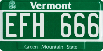 VT license plate EFH666