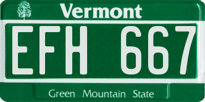 VT license plate EFH667