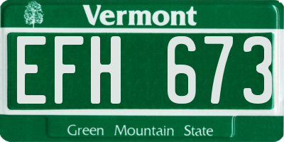 VT license plate EFH673