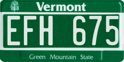 VT license plate EFH675