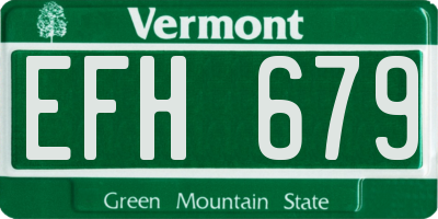 VT license plate EFH679