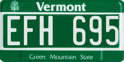VT license plate EFH695