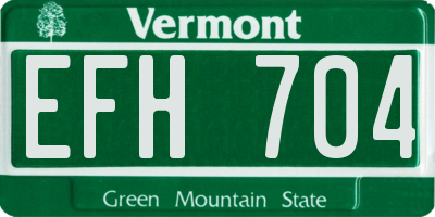 VT license plate EFH704