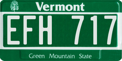 VT license plate EFH717