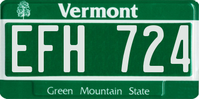 VT license plate EFH724