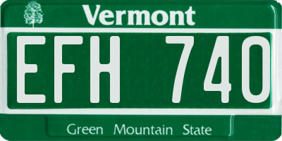 VT license plate EFH740